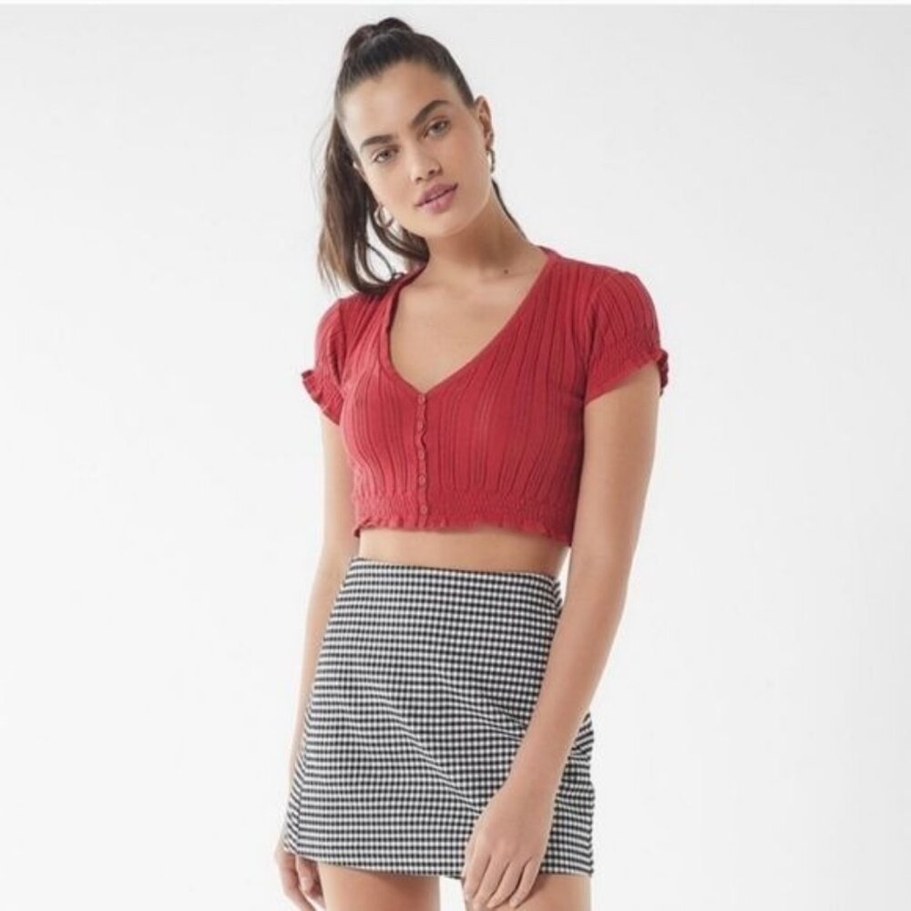 Gingham Plaid Mini Tennis Skirt Retro Urban Outfitters Pockets - Picture 2 of 6